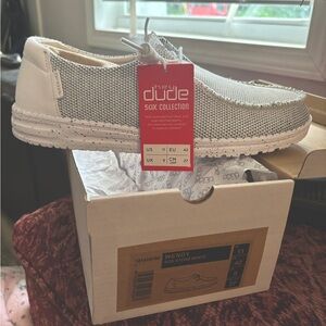 Hey Dude Men’s Wendy Sox Stone White Shoe Size 11M